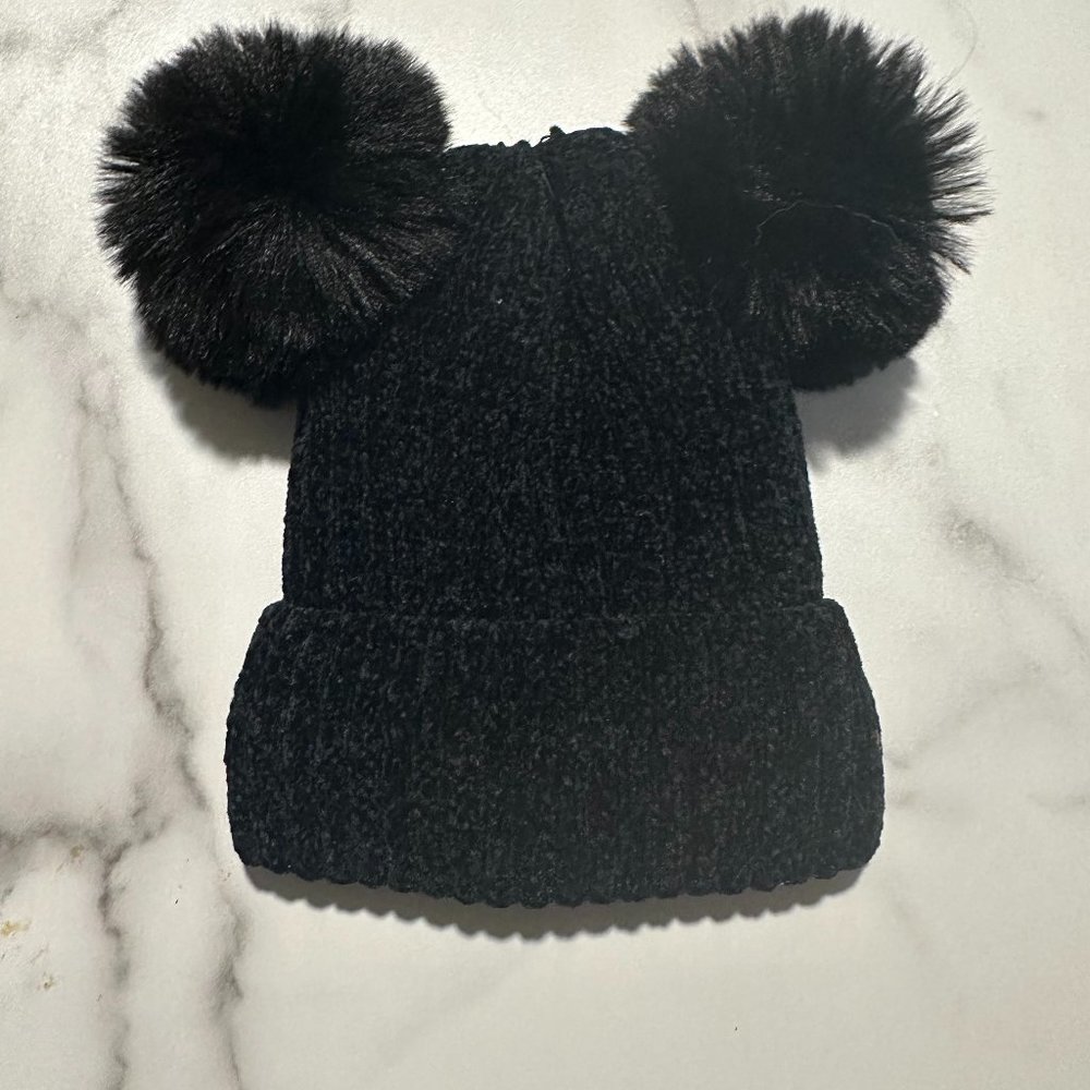 Black Chenille Mickey Mouse Stocking Cap
